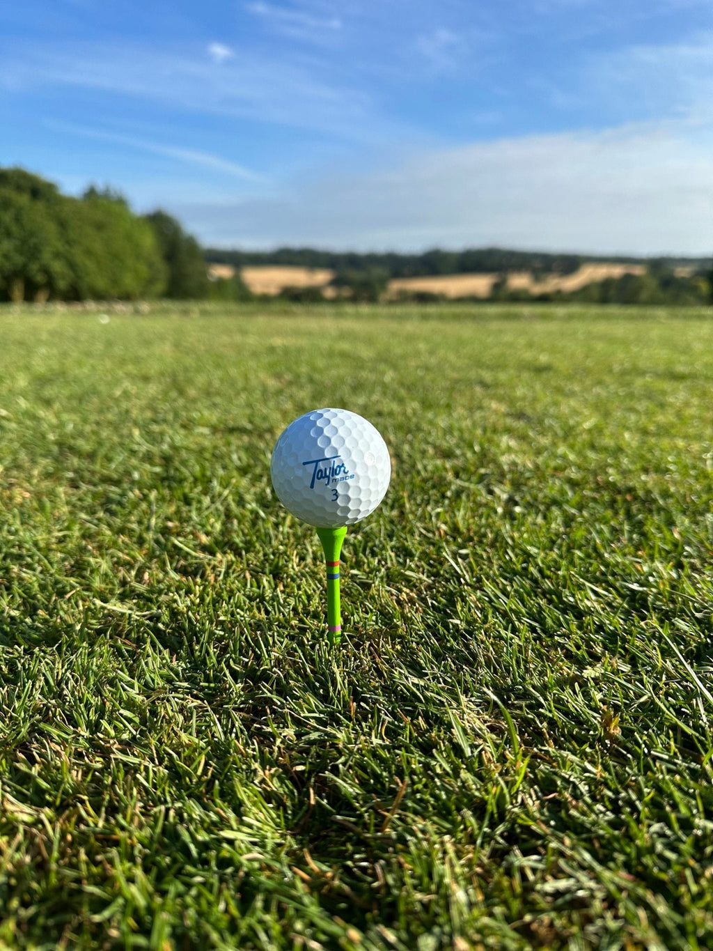 Go Green-Not A Castle Tee-Premium 70mm Bamboo Golf Tee With Orange, Pink & Red Castle Height Indicators-30 Pack