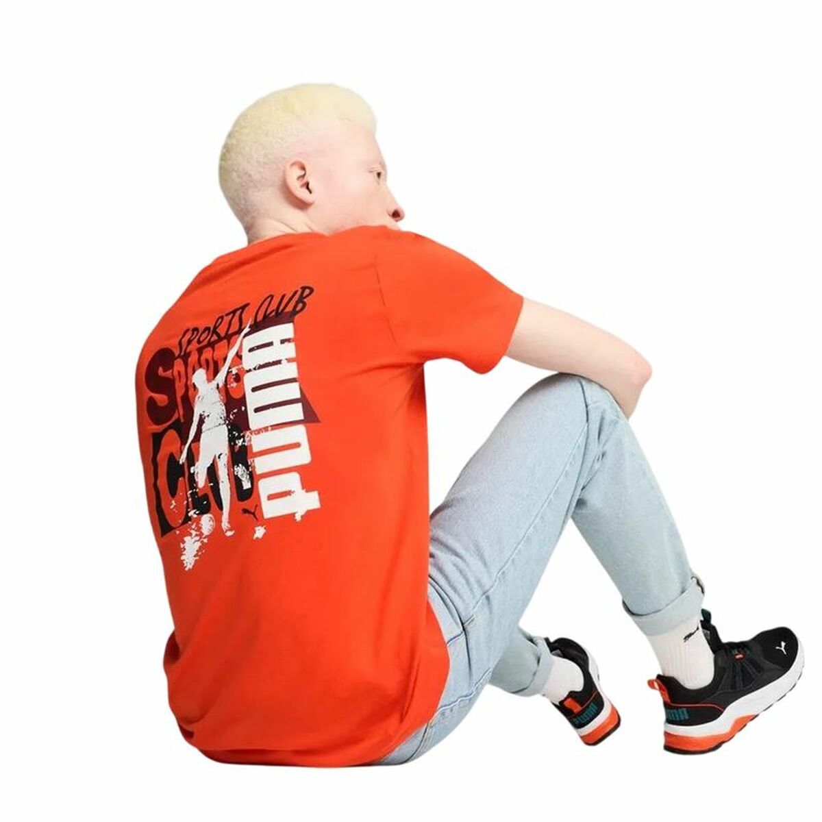 Men’s Short Sleeve T-Shirt Puma Graphics Puma Sports Club Orange