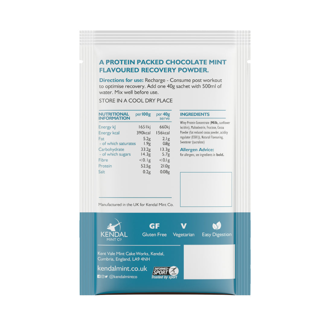 KMC PRO MIX Whey Protein Recovery Powder | Chocolate Mint Flavour | 6 x 40g