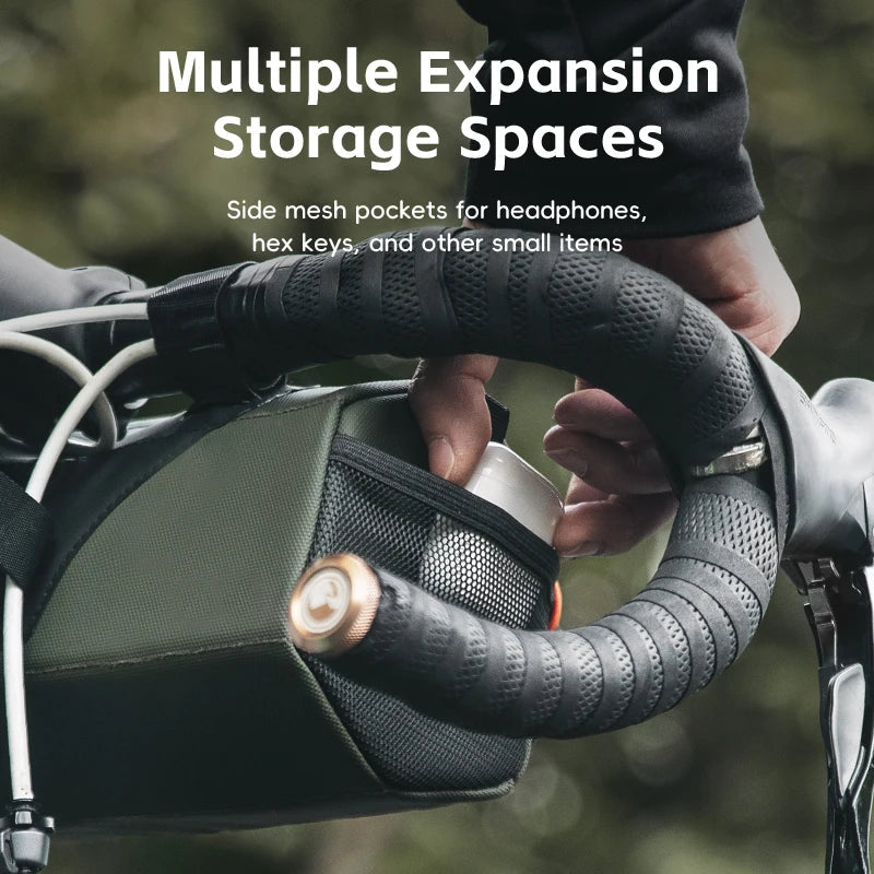 NNEOBA Waterproof Bicycle Tube Bag 2.2L Handlebar Storage Army Green