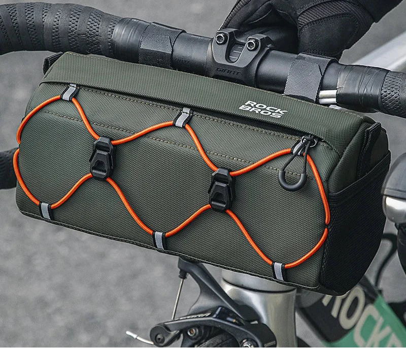 NNEOBA Waterproof Bicycle Tube Bag 2.2L Handlebar Storage Army Green