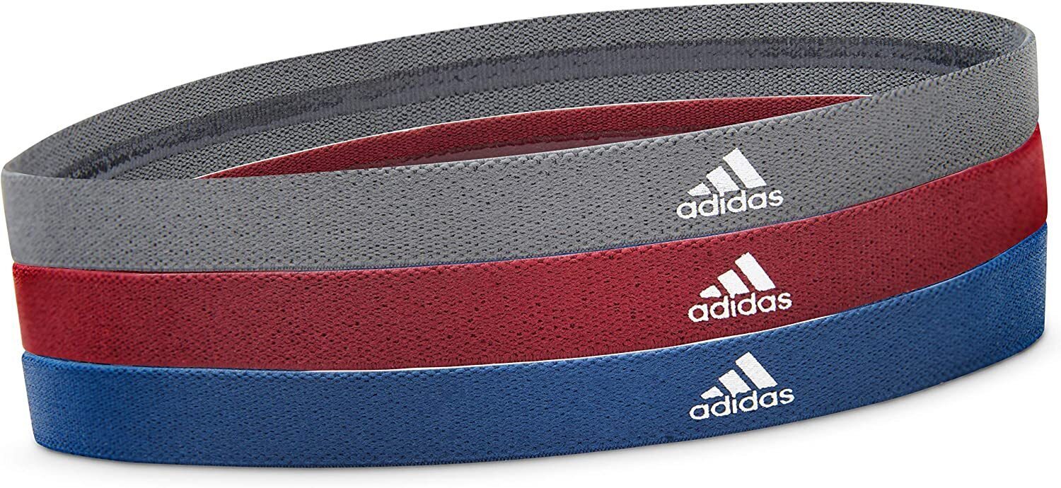 NNEDSZ 3pcs Adidas Sports Headband Hair Bands Gym Training Fitness Yoga - Grey/Blue/Burgundy