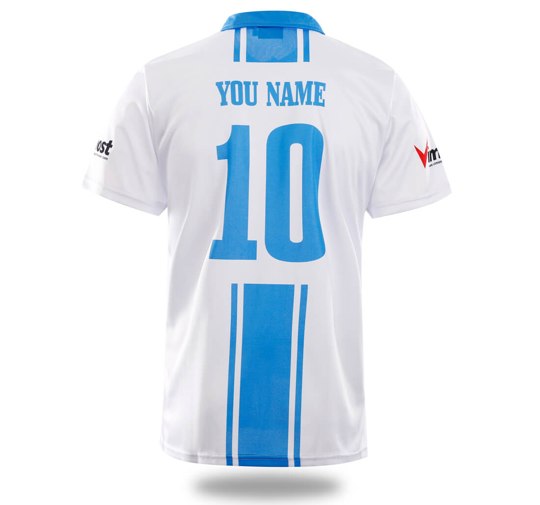 White Blue Design Soccer Jersey
