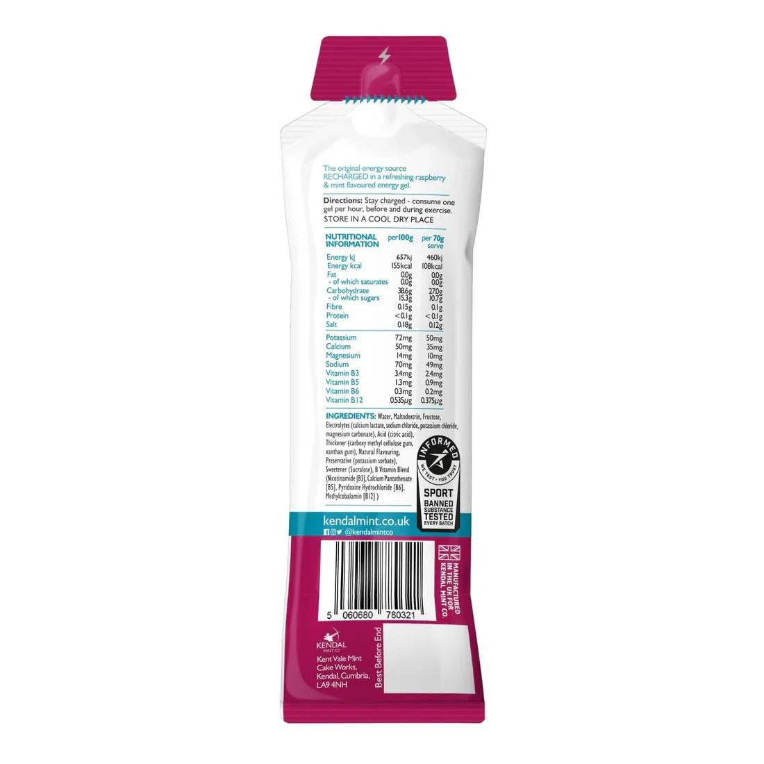 KMC NRG GEL Raspberry & Mint Flavour Bundle L (48x70g Gels)